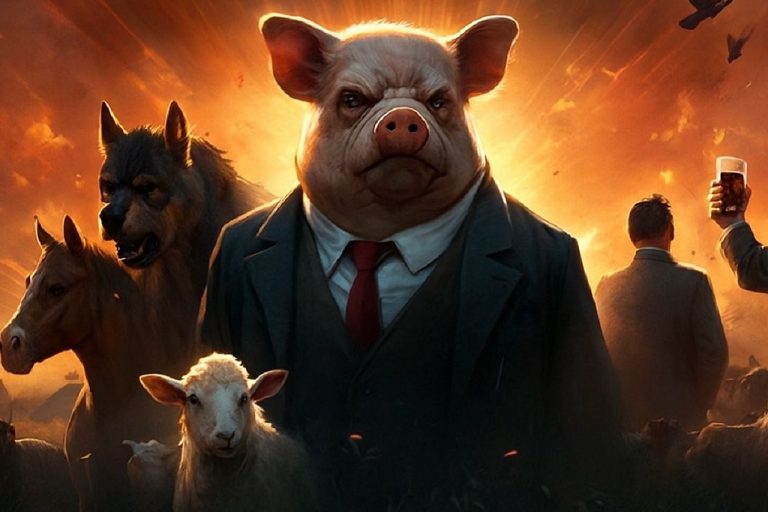 Rebelión en la granja es una novela corta del escritor británico George Orwell. Publicada en 1945. Es una fábula que refleja la deformación asesina de la Revolución Rusa de 1917.